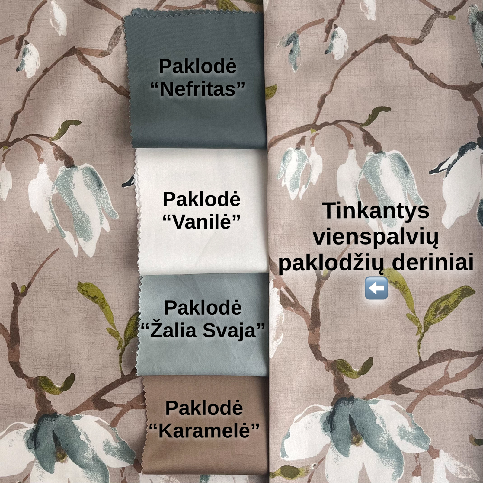 Klasikinio satino margas patalynės komplektas „MAGNOLIJA“